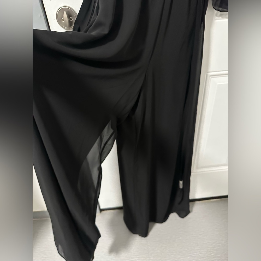 MSK Black Chiffon Overlay Jumpsuit Large NEW - Picture 7 of 16